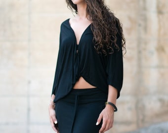 SHY cross oversized knot kimono,loose oversized top, off the shoulder, loose fit top, tunic top, basics, crop top, casual top, summer top.