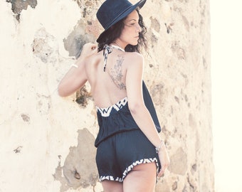 AVANA romper, jumpsuit , minishort jumpsuit, short romper, pocket romper.