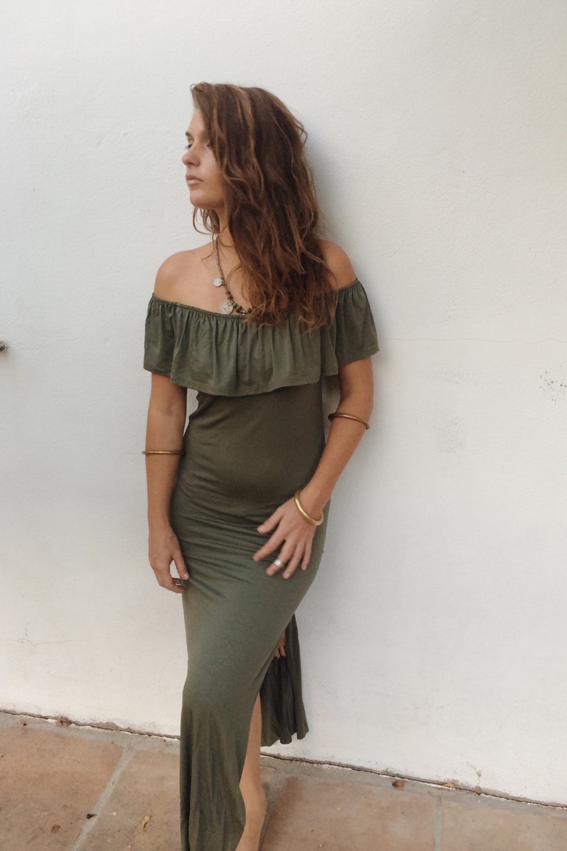 BUTTERFLY Long boho maxi dress with slits on both sides with small overlay of fabric.