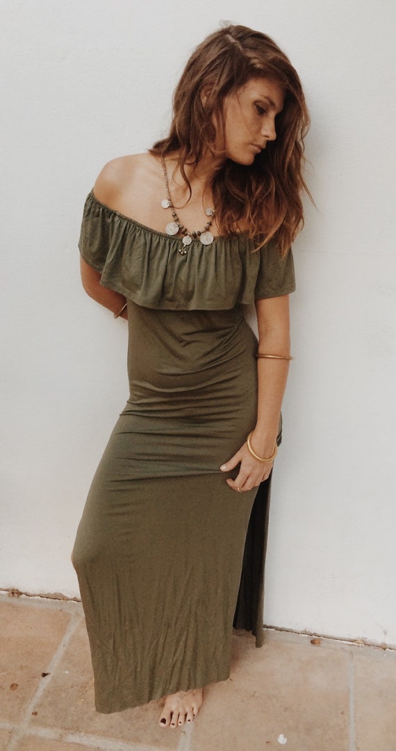 BUTTERFLY Long boho maxi dress with slits on both sides with small overlay of fabric.