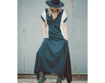 BOUNTY DRESS Long pocket boho button V- neck maxi dress, boho dress, casual dress, dress women, dress, multi functional dress, adjustable.