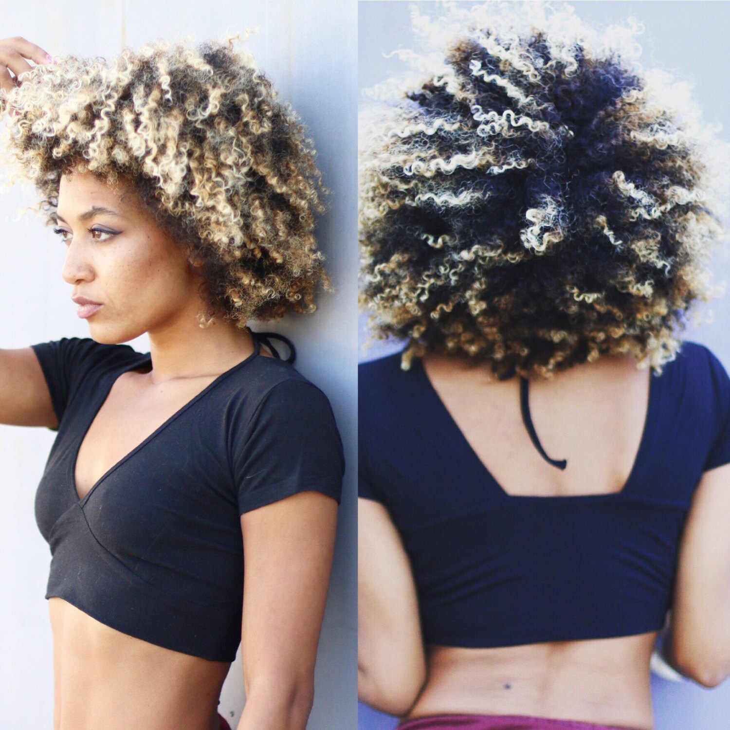 Image of Black Back in Stock Mantra Short Sleeve Deep V Neckline Yoga Crop Top/ Women's Activewear Boho Knotted Top Half Shirt/ Lycra Workout T-Shirt