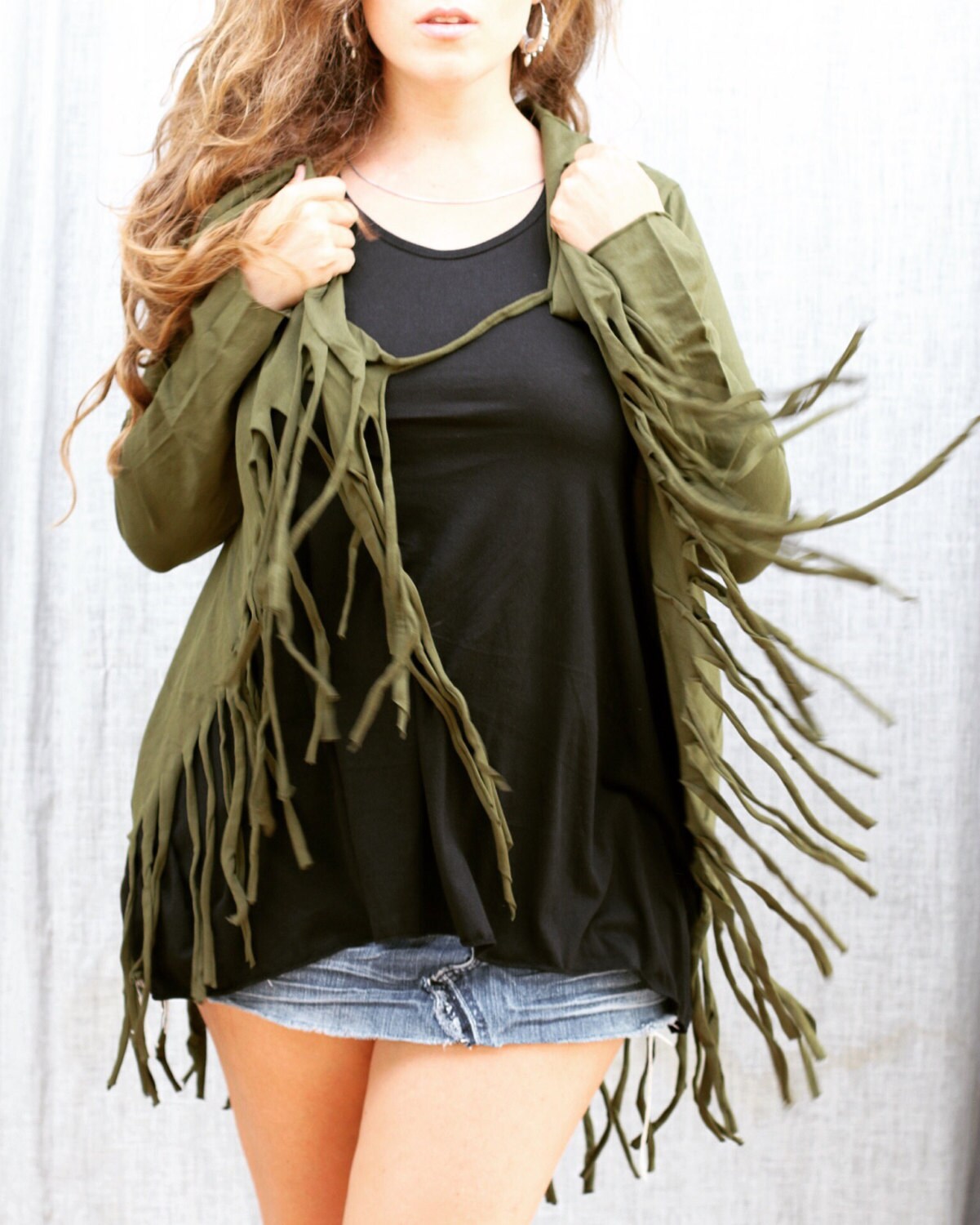 Image of Asha Tassel Cardigan, Long Sleeve, Cowl Neck Tassel Top, Lycra Yoga Jumper, Wear, Comfy Cardigan