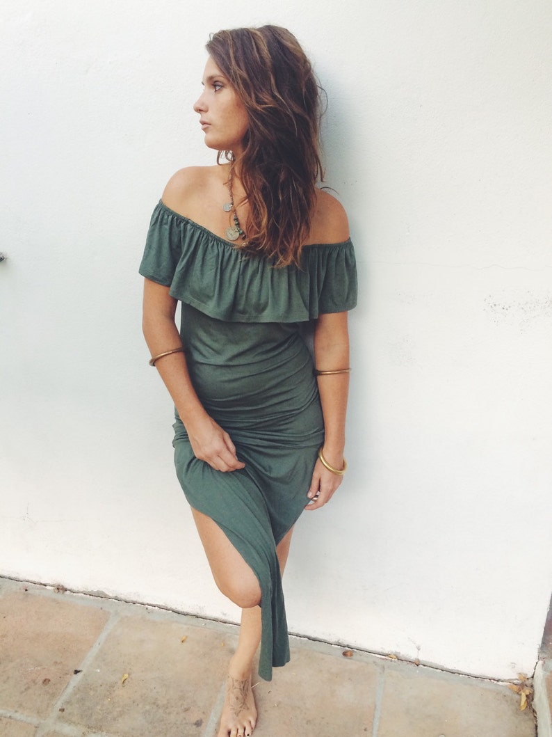 BUTTERFLY Long boho maxi dress with slits on both sides with small overlay of fabric.