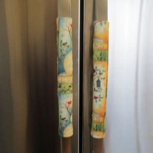 雪だるまパッチワーク冷蔵庫ドアハンドルカバー、家電/冷蔵庫ドアハンドルカバー