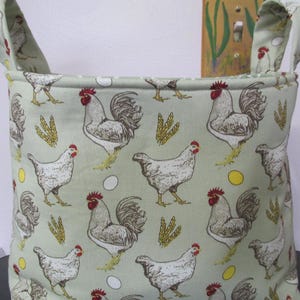 Cotton Fabric Baskets: Reversible Chicken Bins, Storage Organizers