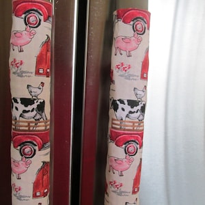 Koelkast / apparaat handvat covers, omkeerbare koelkast covers, rode vrachtwagen koelkast covers