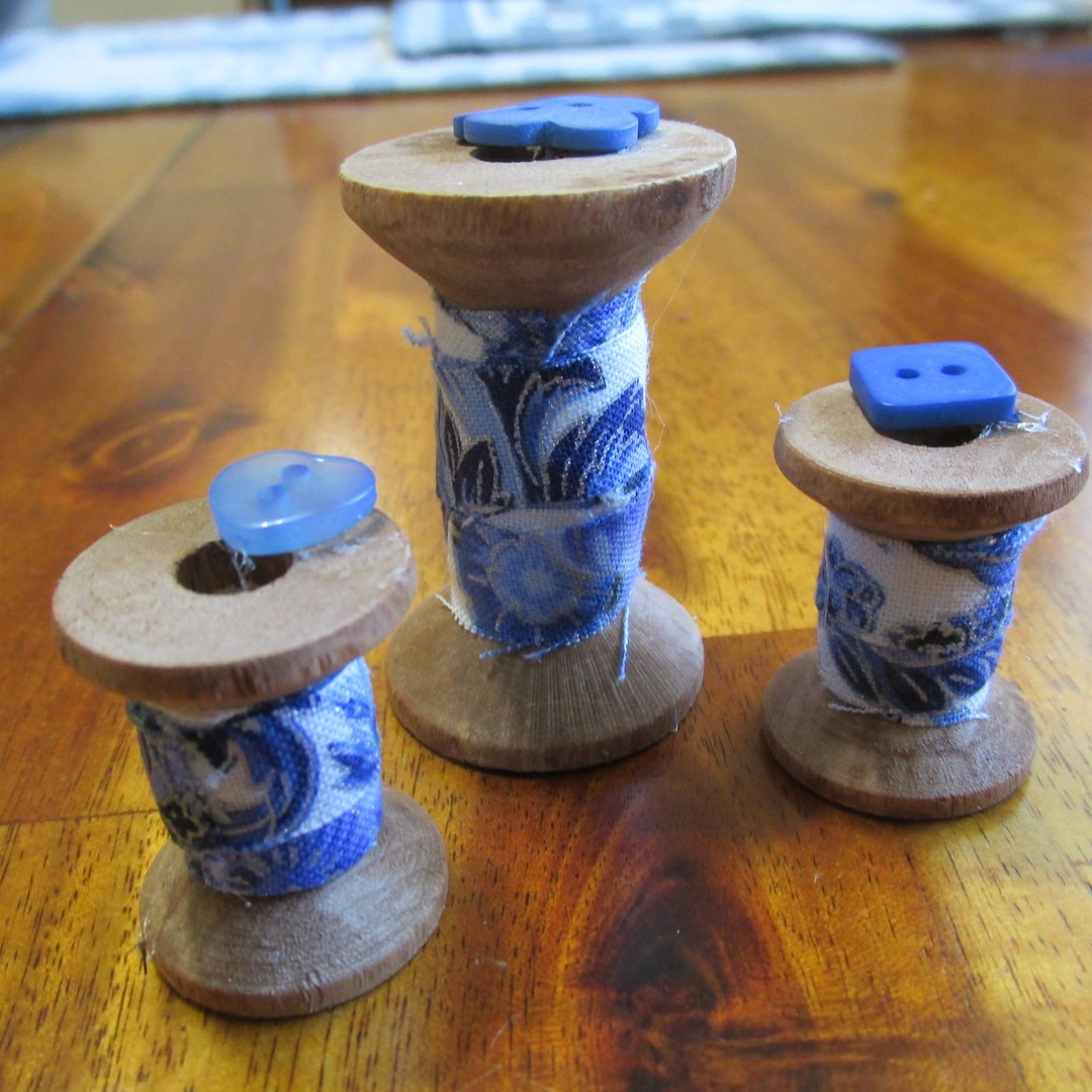 Fabric Wrapped Wood Spools Bowl Fillers Tier Tray Etsy