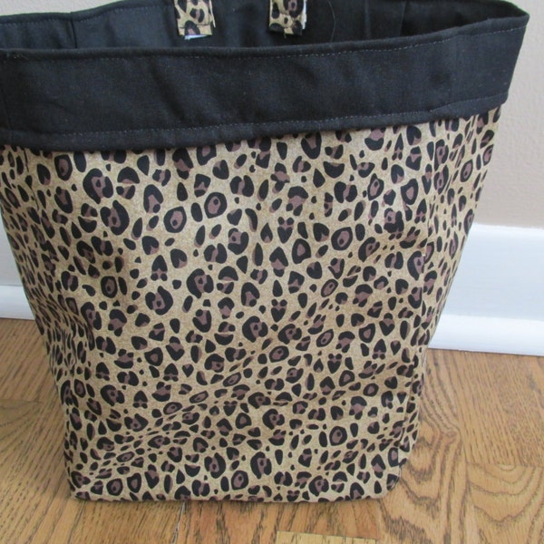 Cheetah Print Car Trash Bag: 100% Cotton Fabric Basket