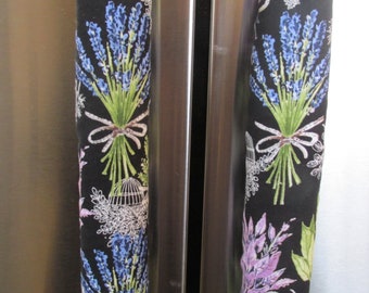 Purple Herb Refrigerator Handle Covers, Appliance Handle Cover