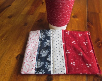 Americana Mug Rug/Cup Cozy, Mug Rug Set