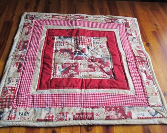 Farm House Table Topper, Quilted Table Runner, Wall Hanging