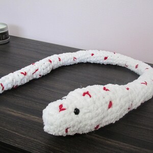 White Snake, Hearted Snake, Crocheted Reptile, Crocheted Snake