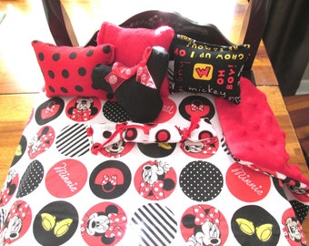 Doll Comforter, AG Bed Linen, Red and Black AG Bedspread