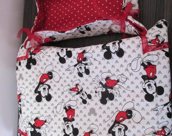 Quilted Fabric Bread Basket: Mickey Print, Reversible Cotton Tray