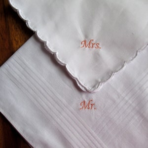 Mouchoir de mariage, Mouchoir brodé, Mouchoir personnalisé