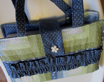 Blue Ruffle Bible Tote, Blue Book Tote