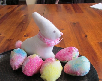 Bunny with eggs, Easter Decoration, Bowl Fillers, Fabric Table Decorations, Tier Tray Decorations