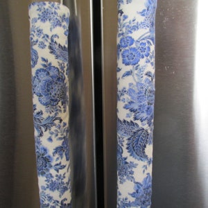 Blue Floral Refrigerator Handle Covers