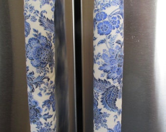 Blue Floral Refrigerator Handle Covers