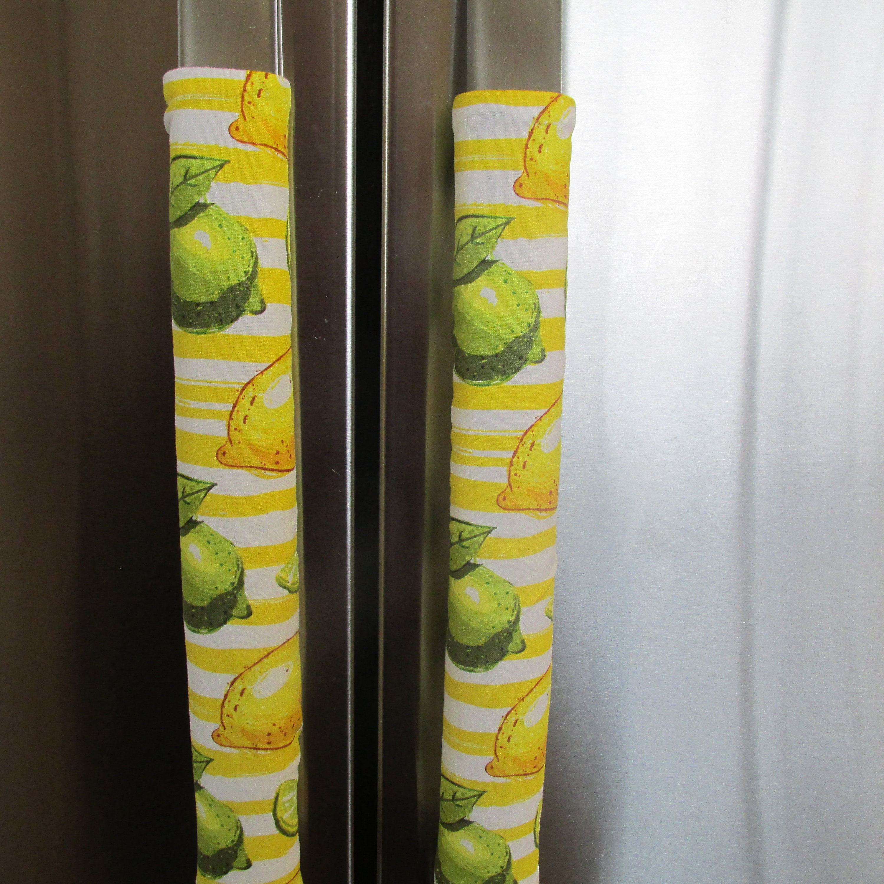 Summer Lemon Kühlschrank-Griffabdeckungen – 2er-Set, Kariert Schwarz-weiß-gelb, Für Saubere Griffe