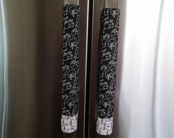 Cat Print Refrigerator Handle Covers: 100% Cotton Kitchen Decor