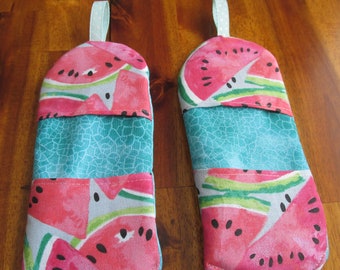 Watermelon Finger Potholders: Microwave Mitts with Magnet Option