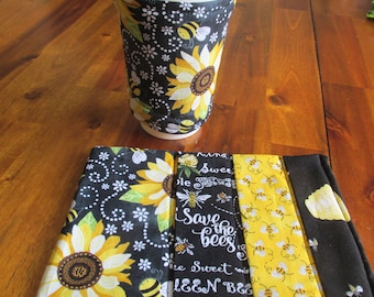 Sunflower Mug Rug, Mug Rug/Cup Cozy Set