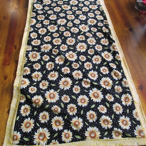Quilted Table Runner, Black Yellow Table Runner, Table Topper