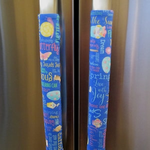 Blue Spring Gnome Refrigerator Handle Covers. Appliance Handle Covers