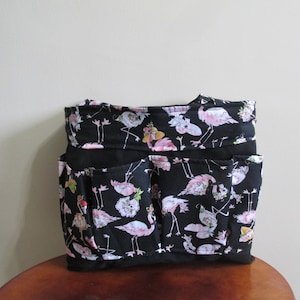 Flamingo Bingo Bag, Pink and Black Bingo Bag, Pocket Bag, Craft Tote, Diaper Bag
