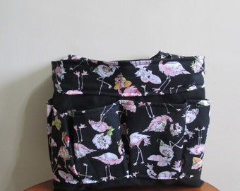 Flamingo Bingo Bag, Pink and Black Bingo Bag, Pocket Bag, Craft Tote, Diaper Bag