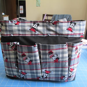 Bingo Bag, Red and Black Plaid Bingo Bag, Craft Bag/Nurse's Tote