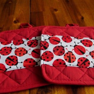 Ladybug Pot Holders, Quilted Pot Holders
