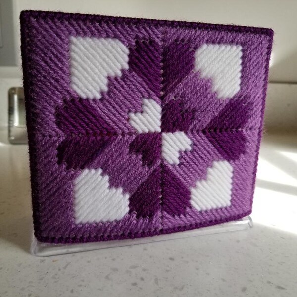 Purple and white hearts Napkin Holder