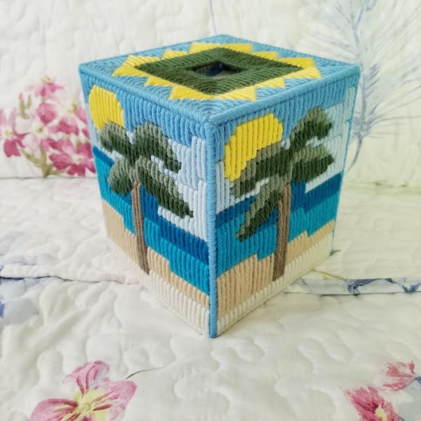 Palm tree tissue box cover