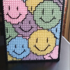 Happy Faces pastel tissue box cover