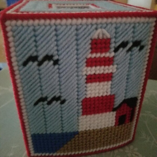 Lighthouse Plastic Canvas Tissue Box - Etsy