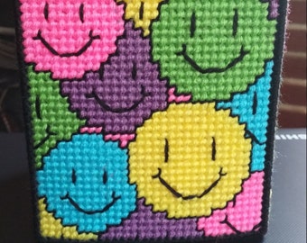 Happy Faces bright tissue box cover