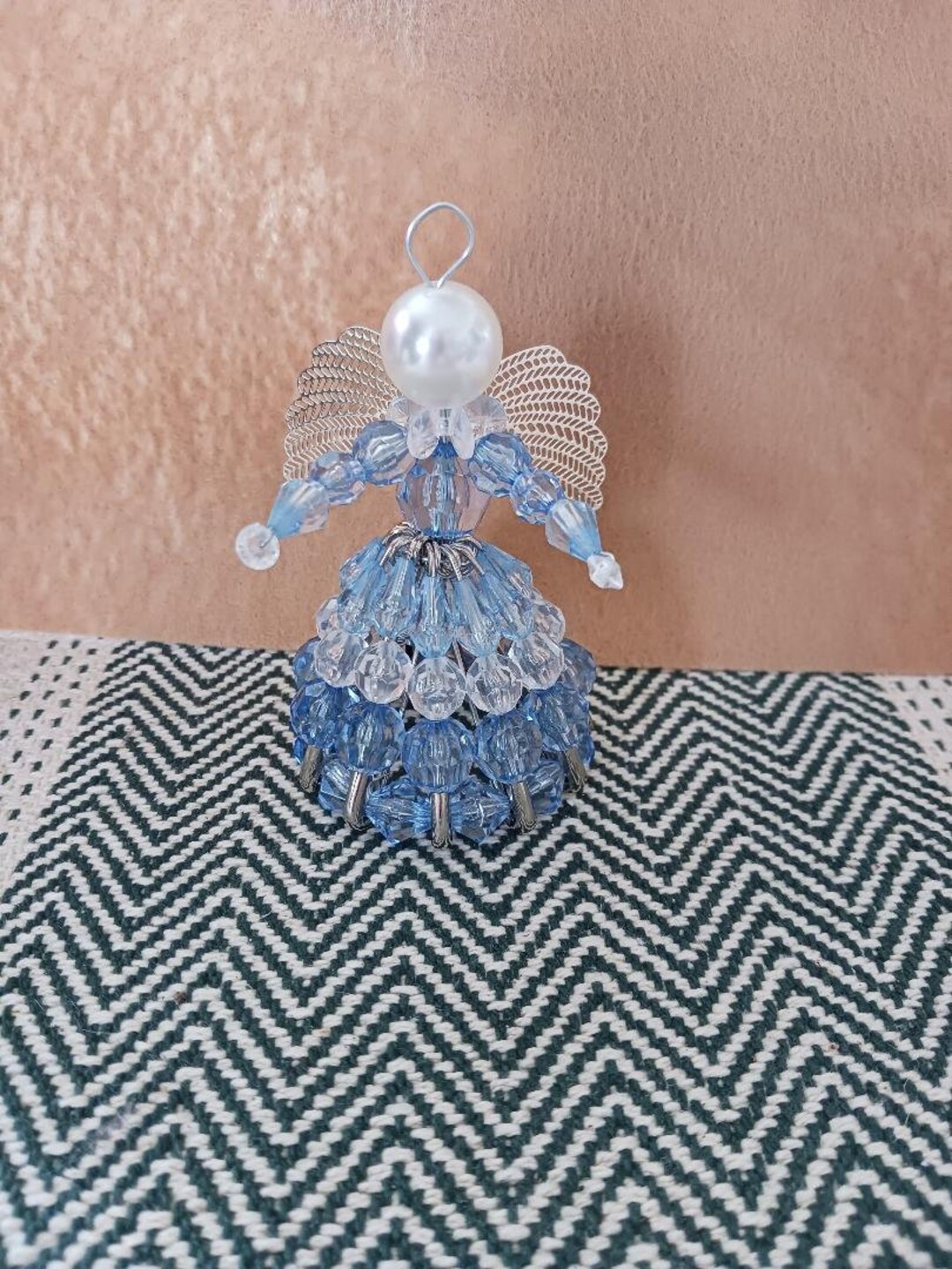 Beaded Safety Pin Angel in Light Blue Etsy
