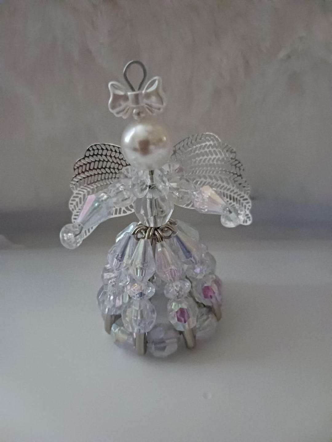 Mini Beaded Safety Pin Angel in Iridescent Crystal With a Bow - Etsy