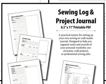 Nähbuch & Projekttagebuch: 5 Formen zum Planen und Dokumentieren von Bastel-, Kostüm- und Faserkunst | 8,5 "x 11" Digital Download Printable