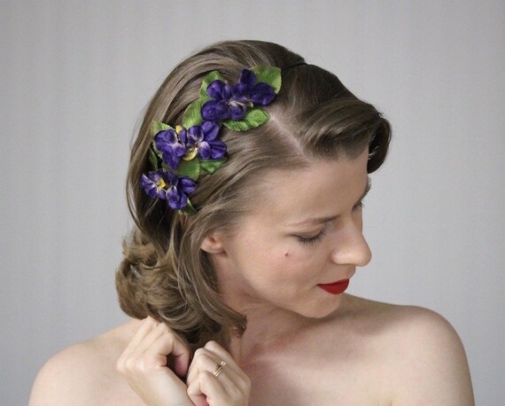 Purple Flower Headband Plum Headpiece Violet Hair Band Etsy