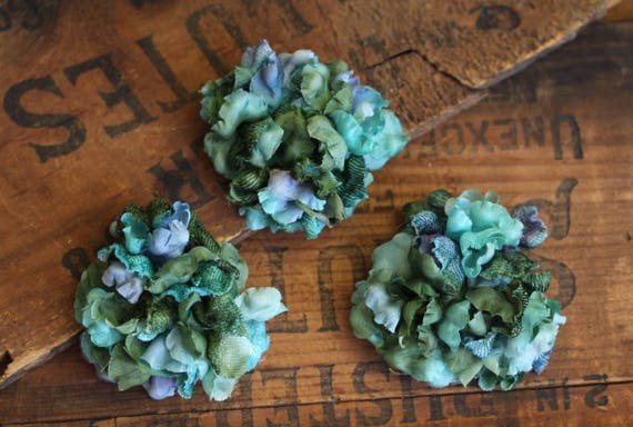 Small Flower Clips Teal Floral Hair Clips For Women 1950s Etsy