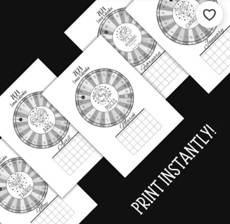 Wheel of the Year 2024 Lunar Moon Phase Printable Calendar 2024