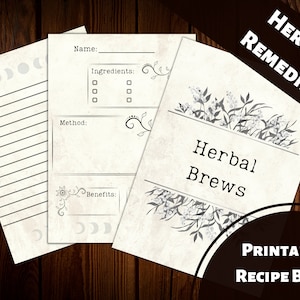 DIÁRIO DE HERBALISTAS | Livro de receitas imprimíveis Herbal Remedies | Suprimentos de boticário | Diário de ervas | Grimório de download instantâneo