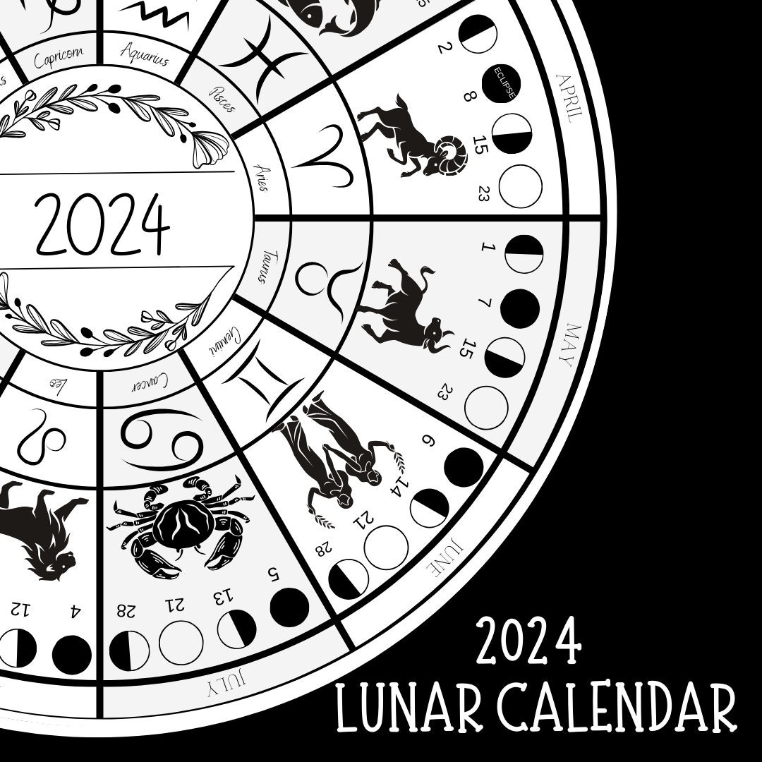Wheel of the Year 2024 Lunar Moon Phase Printable Calendar Etsy Canada