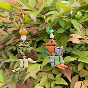Frog Sat With Him… Handmade Clay Earrings - Literary Jewelry - Fun Teacher - Toad Book - Frog Book  - Bookish - Best Friends