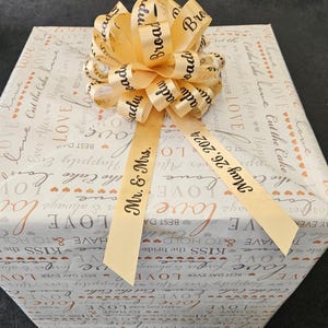 Personalized Gift Bow Hard to Wrap Present for Birthday Anniversary Wedding Baby Shower Gift Basket Custom Name Large 7" Bow