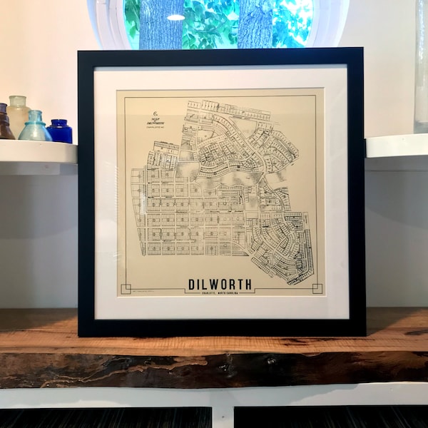 DILWORTH (Charlotte) Hand drawn Plat Map, Historic 1900-1930s Composite Restoration